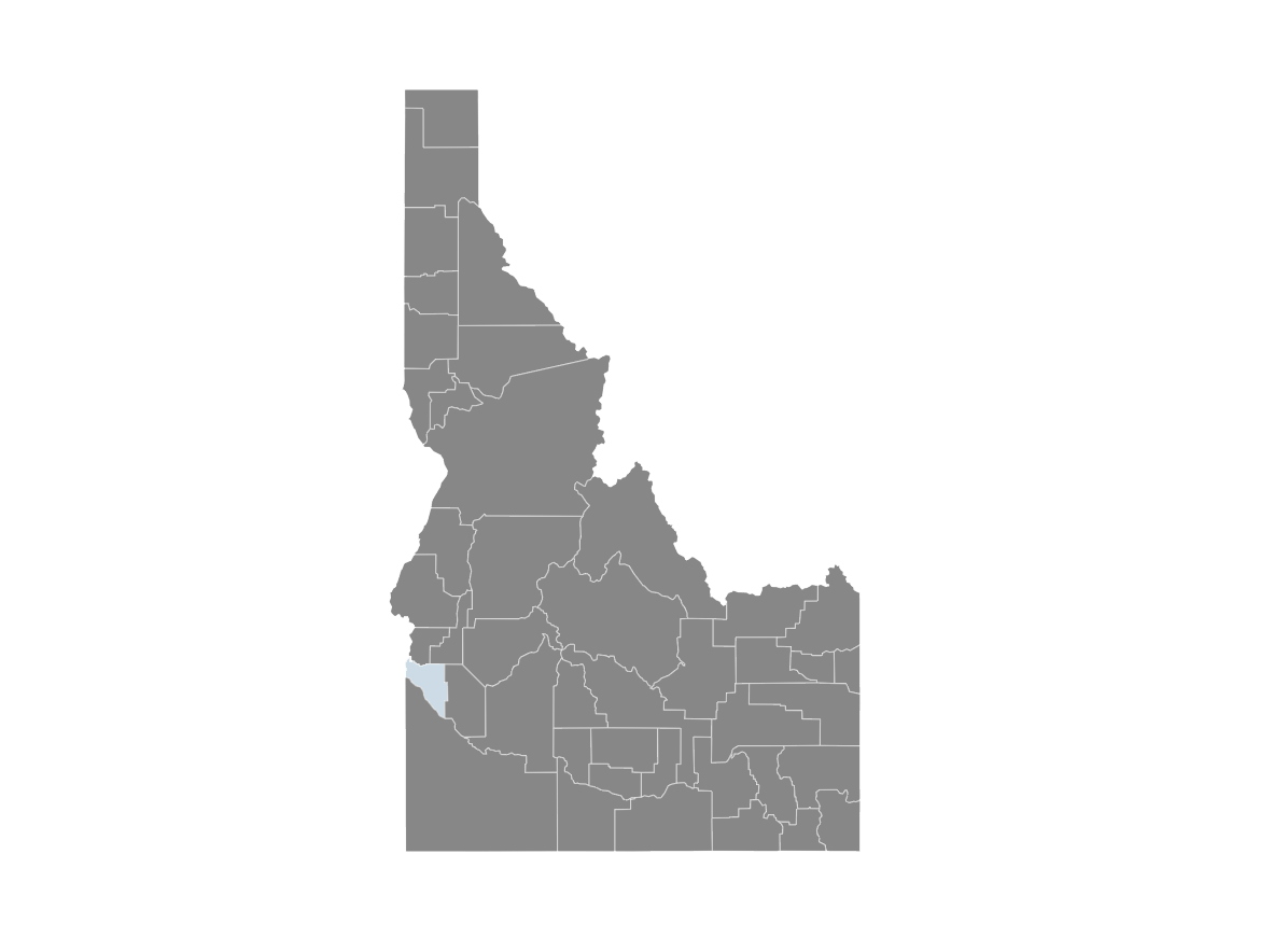 Canyon County outlined on map